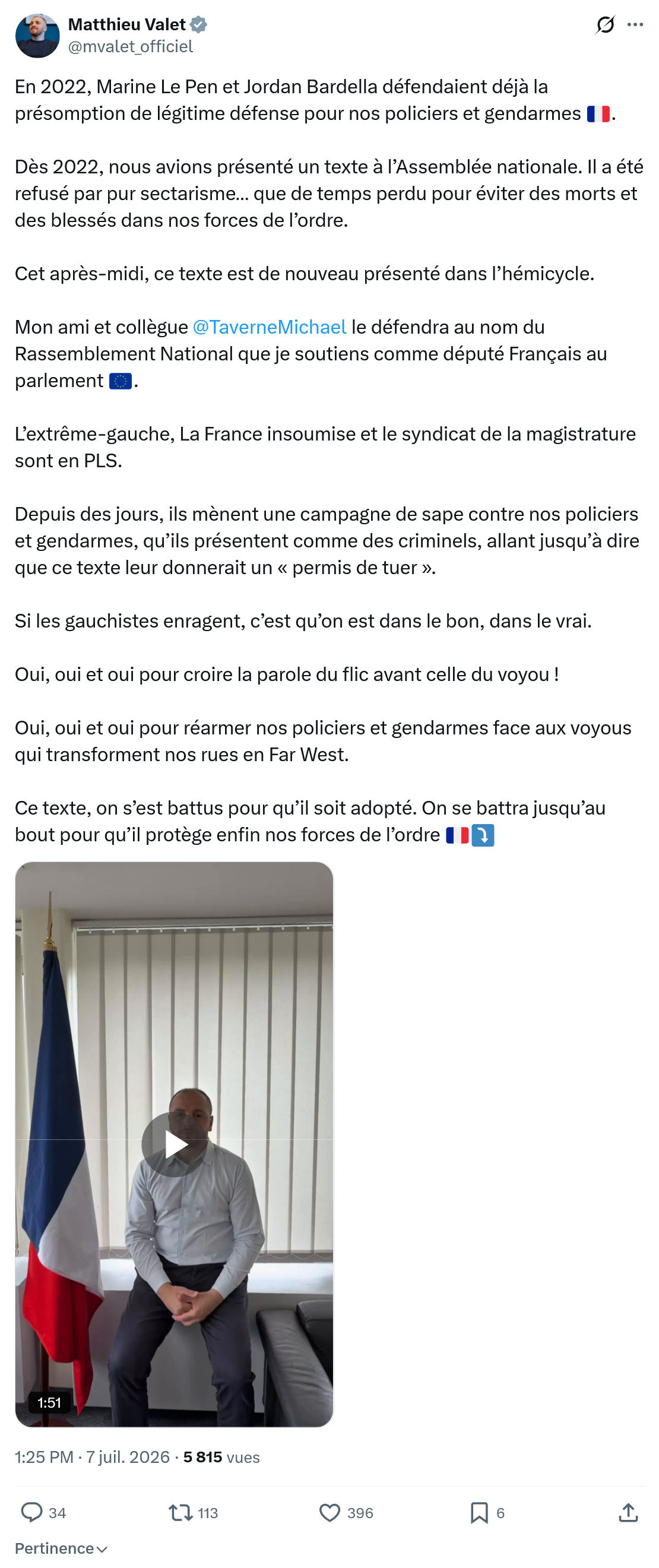 Matthieu Valet: En 2022, Marine Le Pen et Jordan Bardella défendaient déjà la présomption...
