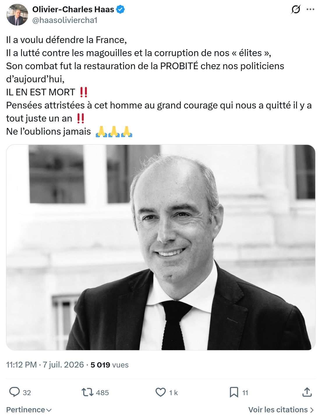 Olivier-Charles Haas: Il a voulu défendre la France...