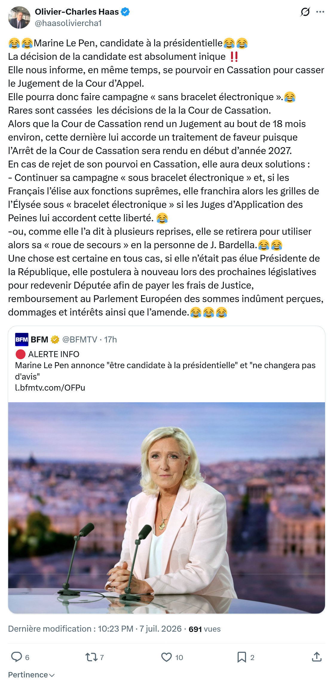 Olivier-Charles Haas: Marine Le Pen, candidate à la présidentielle...