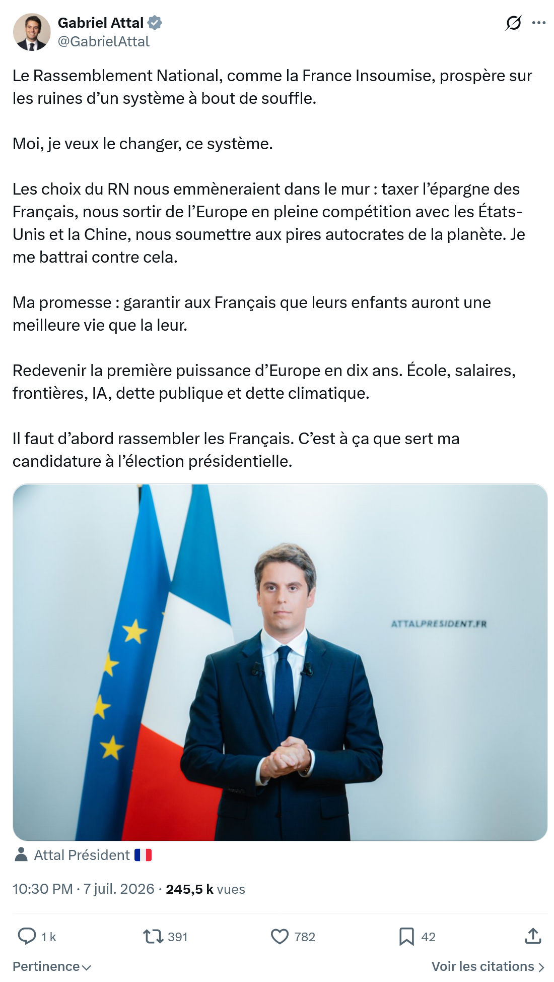 Gabriel Attal: Le Rassemblement National...