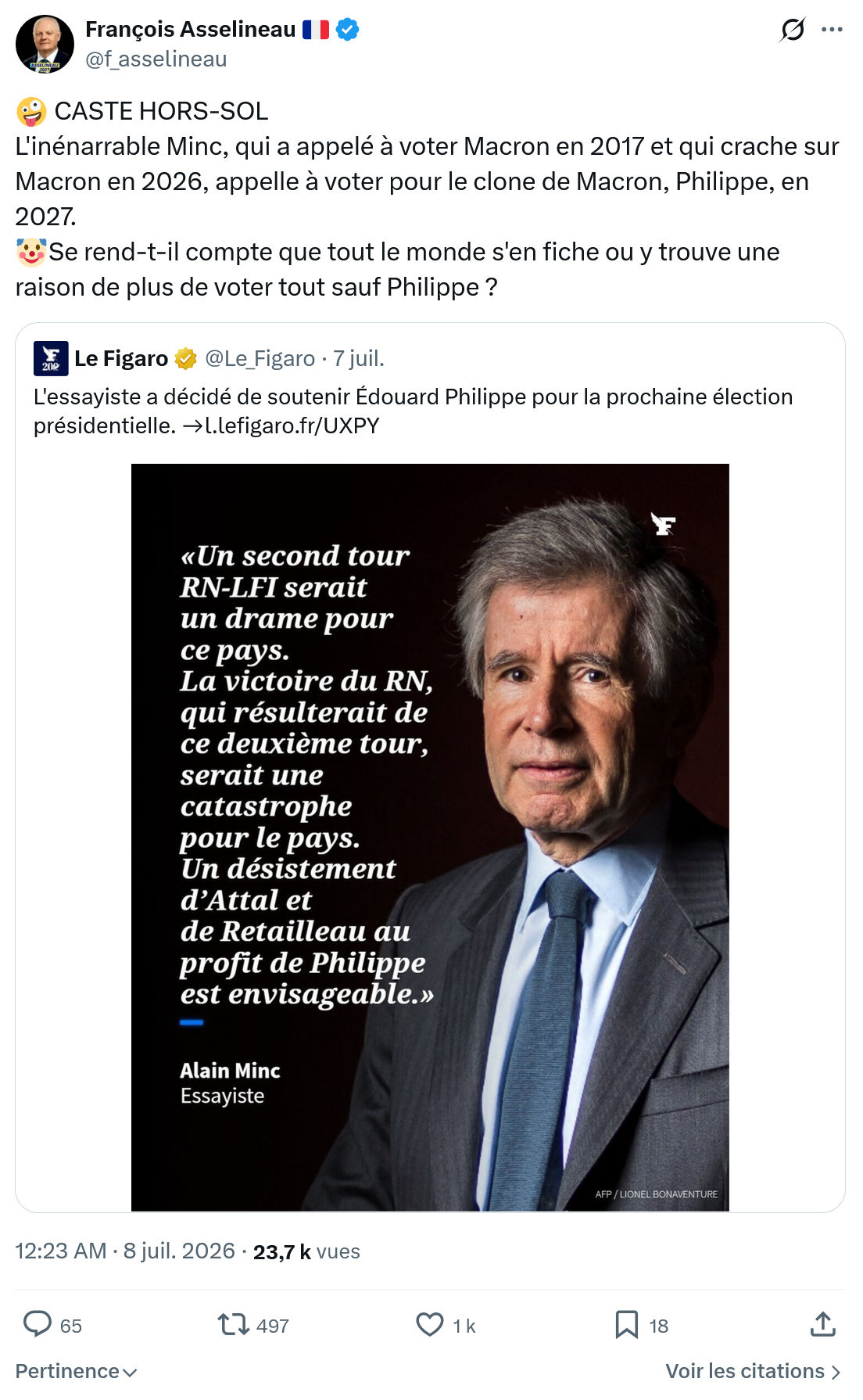 Francois Asselineau: CASTE HORS-SOL...