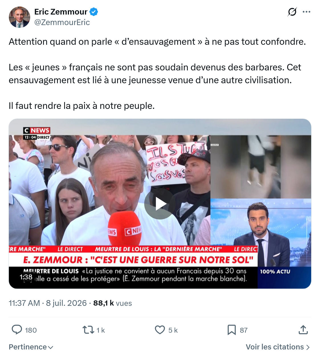 Eric Zemmour: Attention quand on parle...