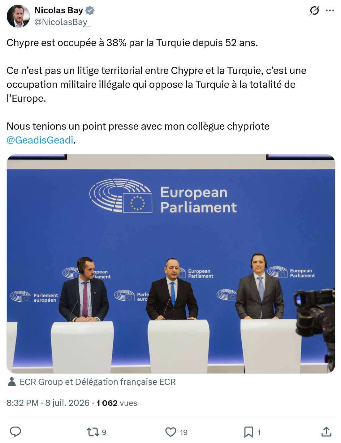 Nicolas Bay: Chypre est occupée à 38%...