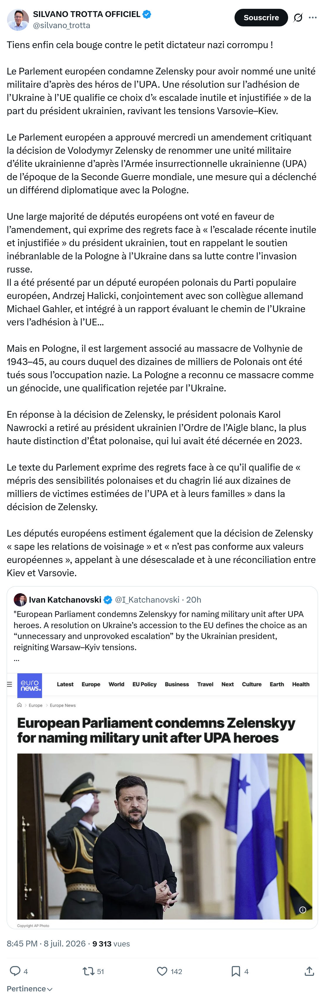 Silvano Trotta: Tiens enfin cela bouge contre...