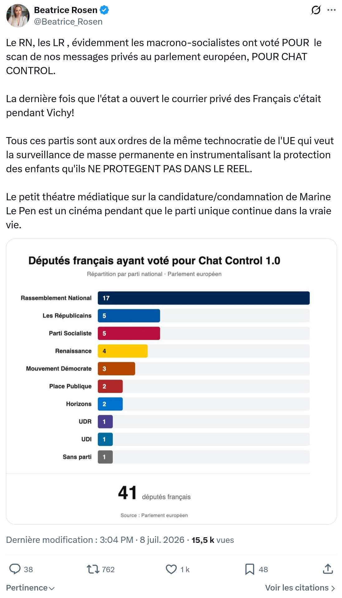 Béatrice Rosen: Le RN, les LR , évidemment...
