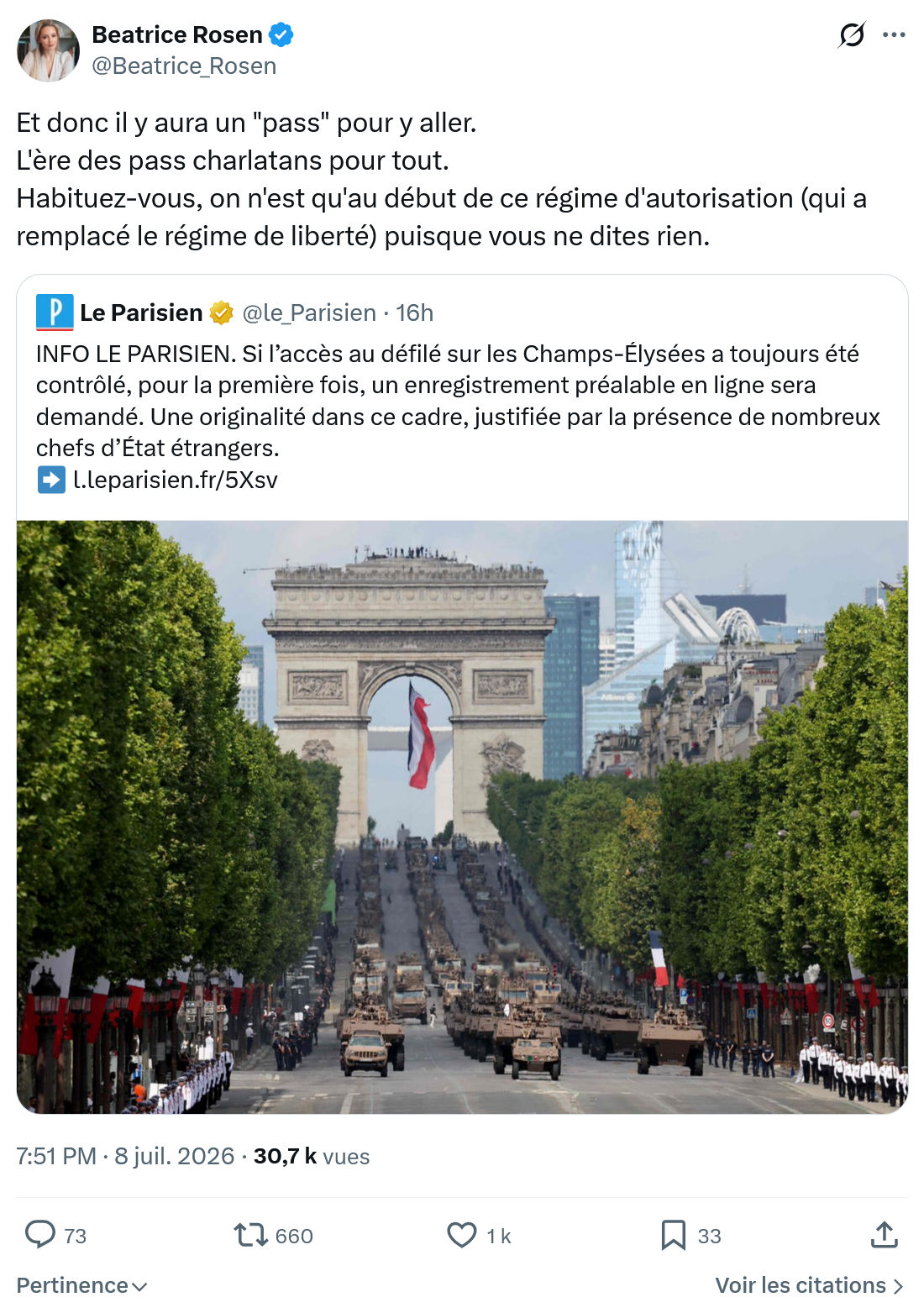 Béatrice Rosen: Et donc il y aura un "pass" pour y aller...