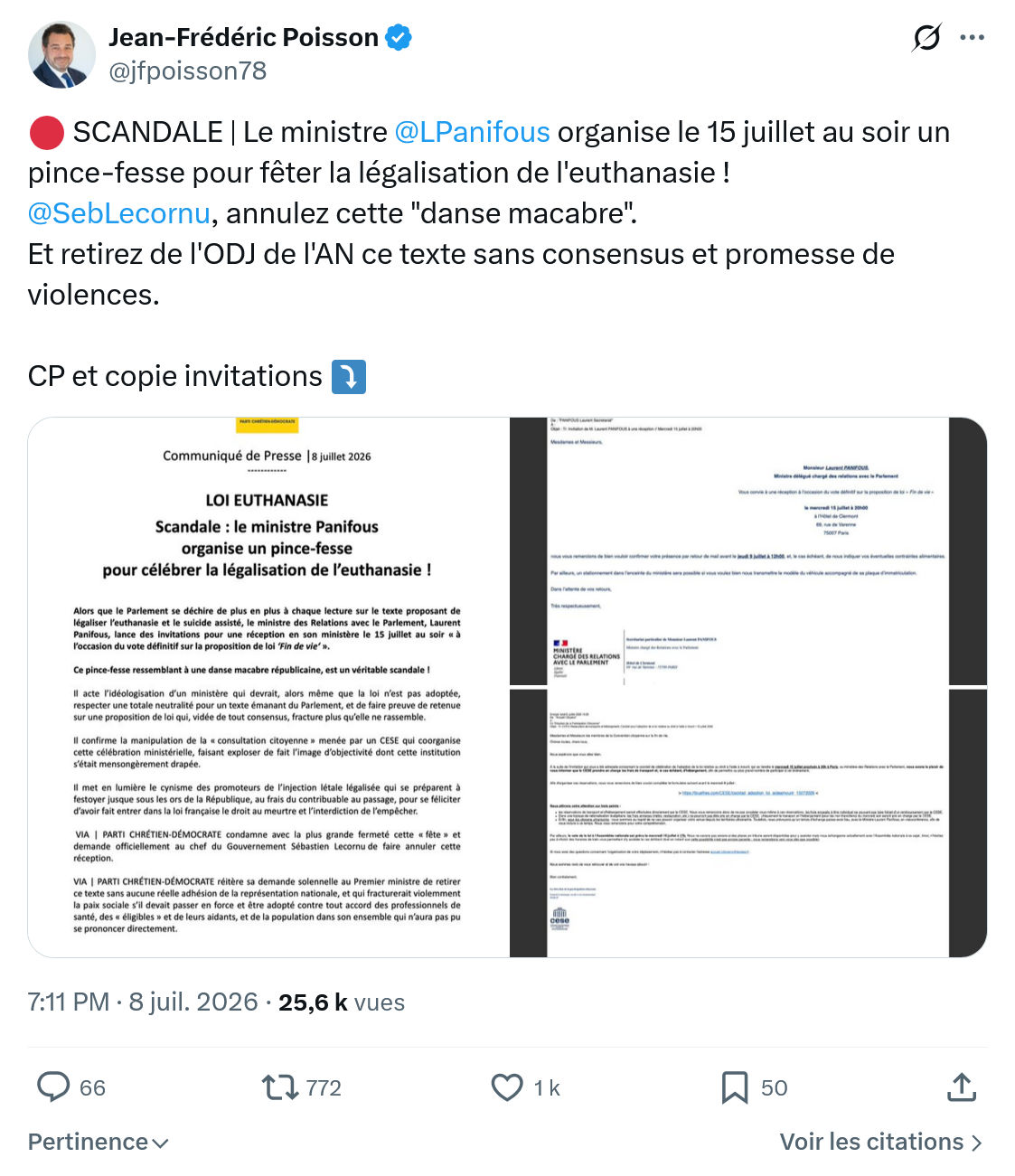 Jean-Frédéric Poisson: SCANDALE | Le ministre @LPanifous...