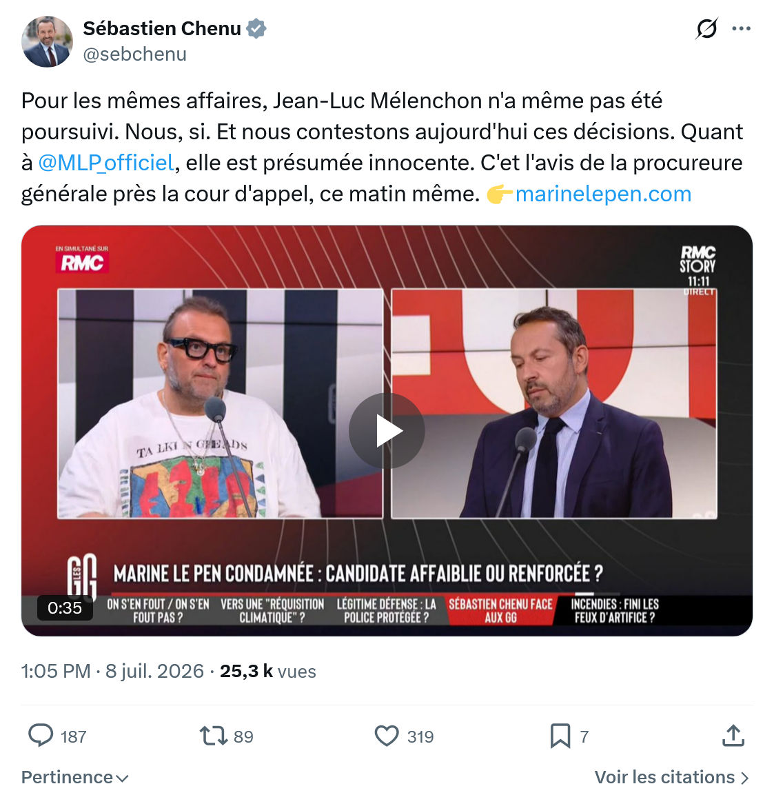 Sébastien Chenu: Pour les mêmes affaires...