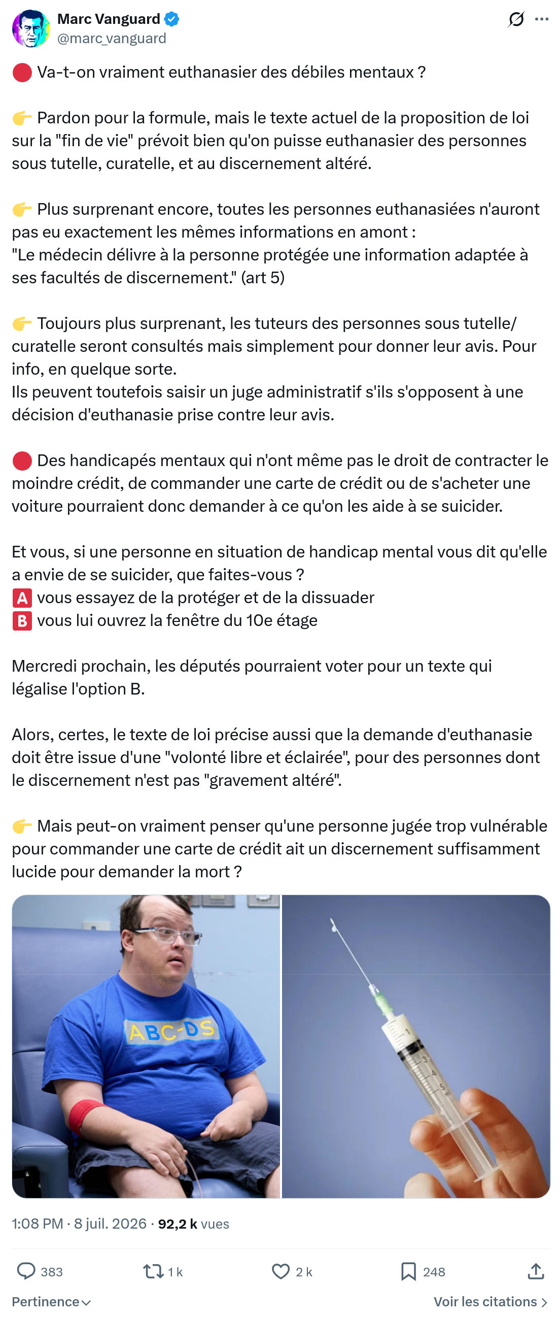 Marc Vanguard: Va-t-on vraiment euthanasier des débiles mentaux ?...