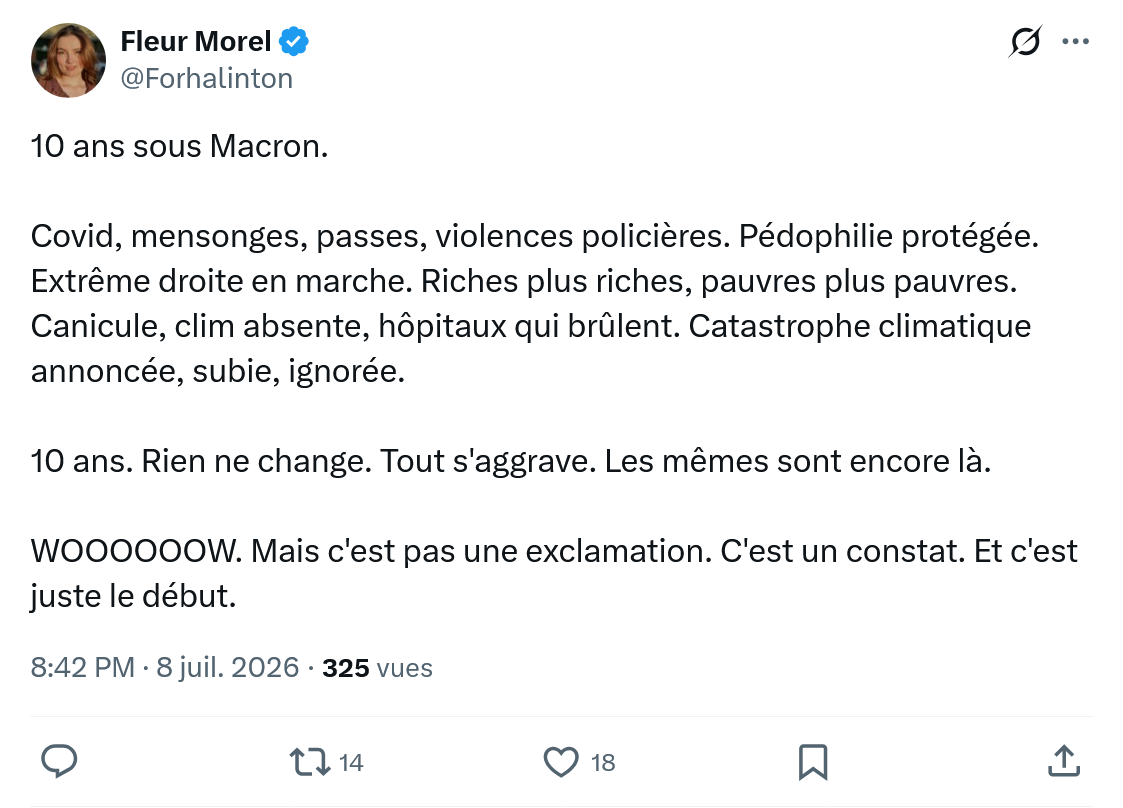 Fleur Morel: 10 ans sous Macron...