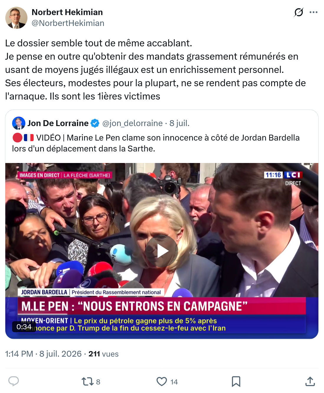 Norbert Hekimian: Le dossier semble tout de même accablant...