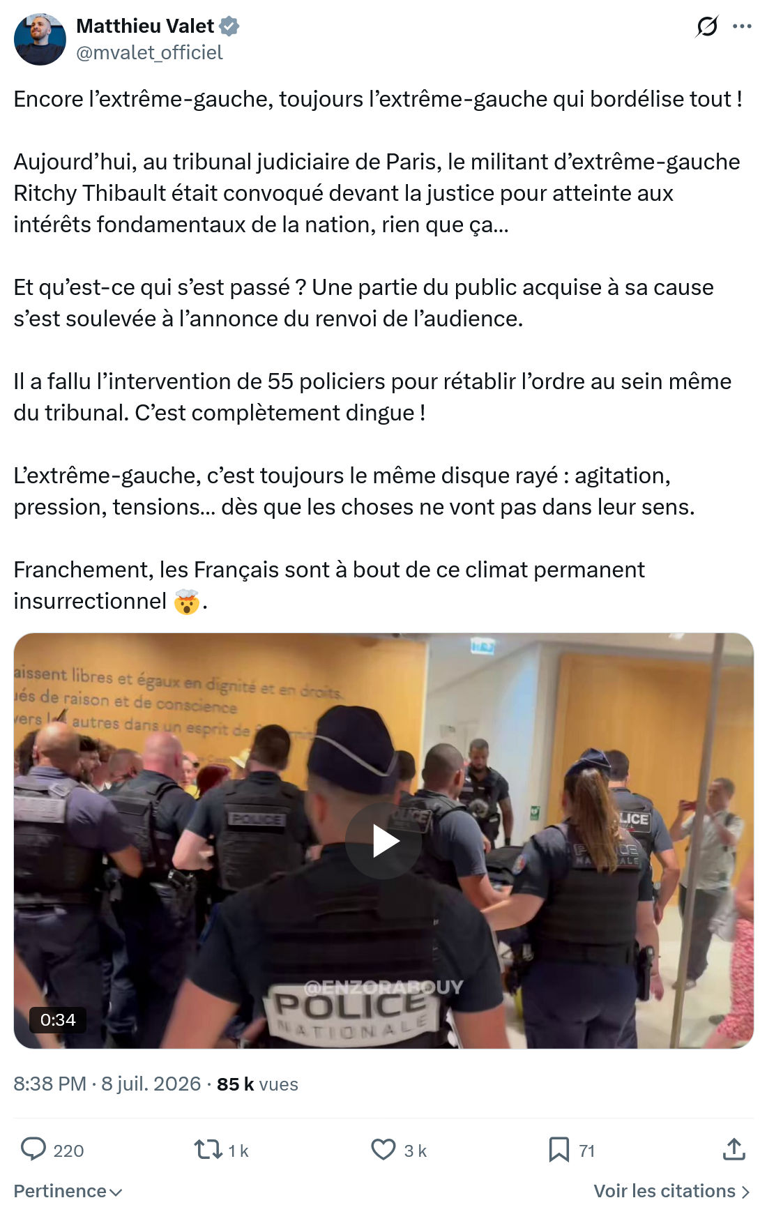 Matthieu Valet: Encore l’extrême-gauche...