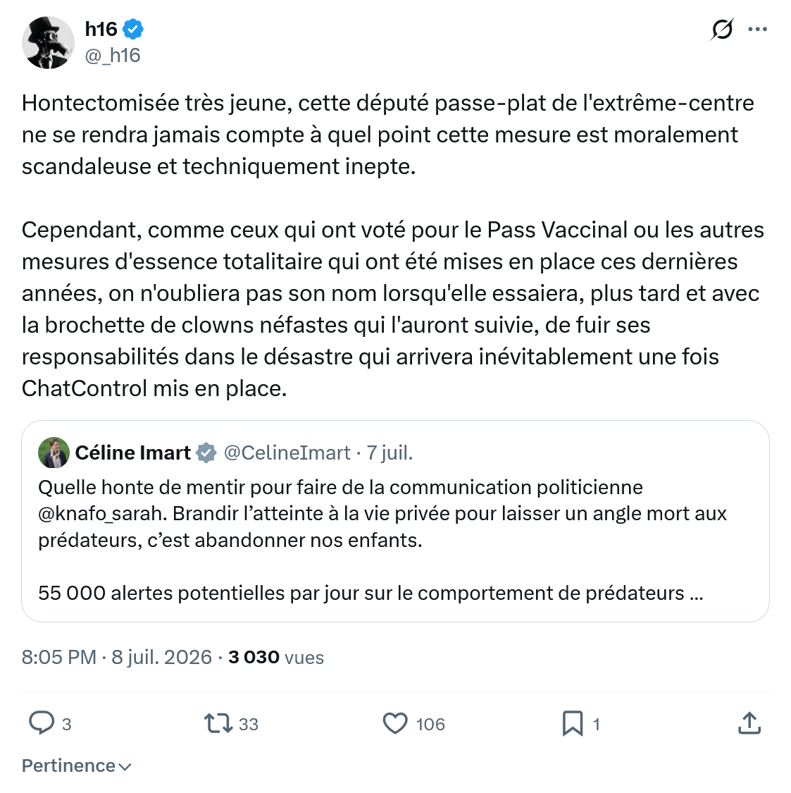 h16: Hontectomisée très jeune...