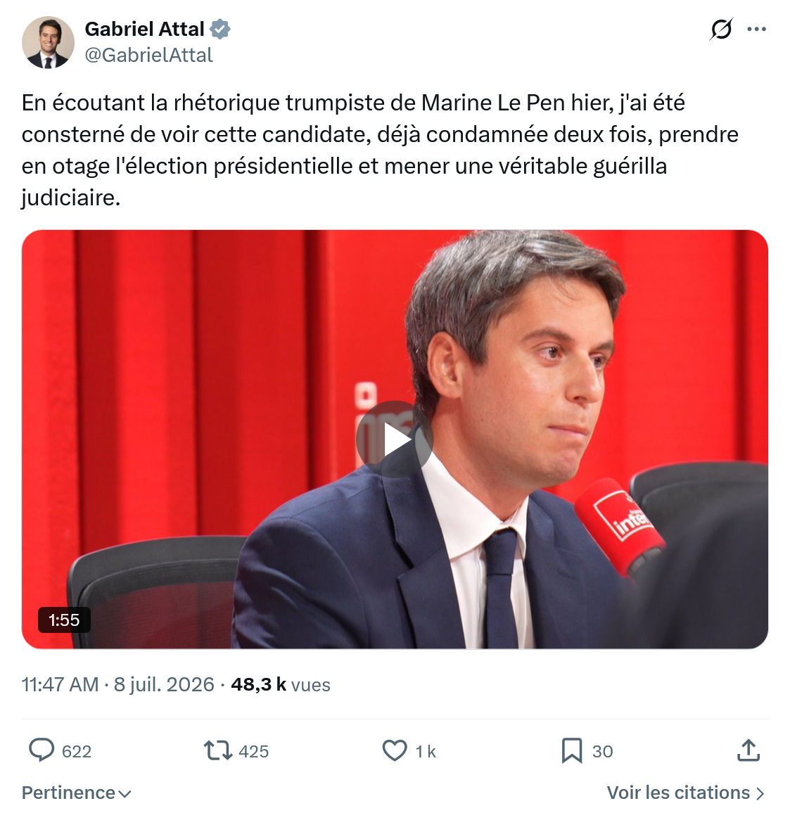 Gabriel Attal: En écoutant la rhétorique trumpiste...