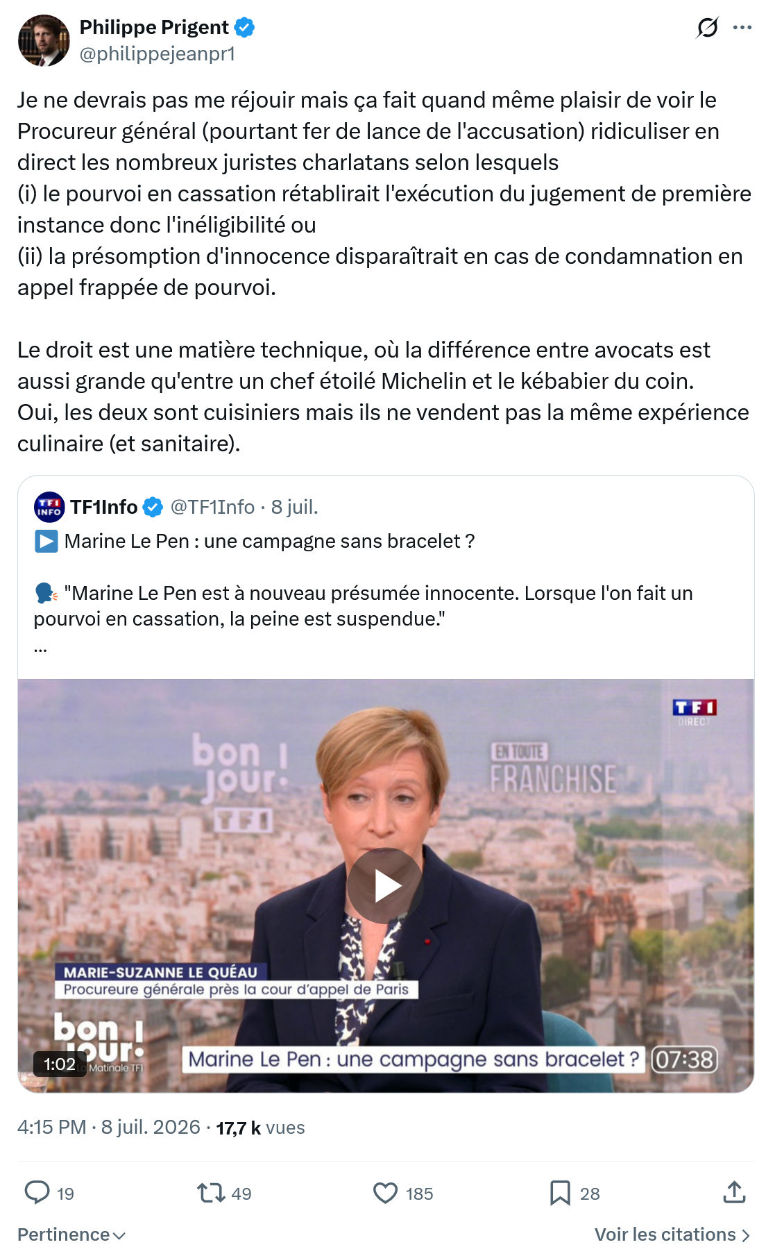Philippe Prigent: Je ne devrais pas me réjouir mais...