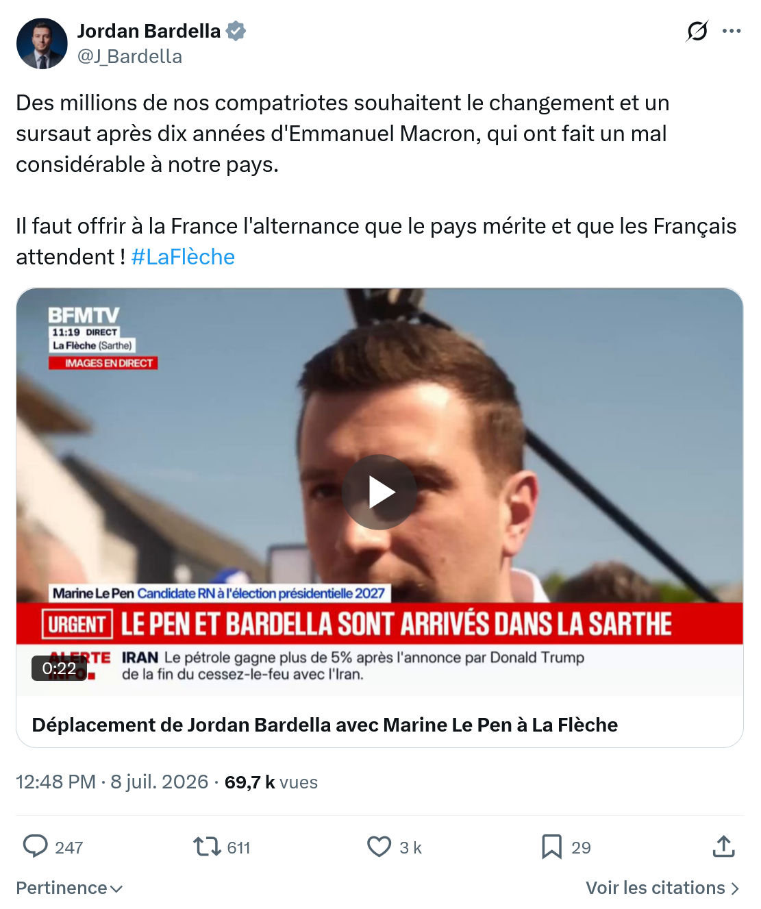 Jordan Bardella: Des millions de nos compatriotes...