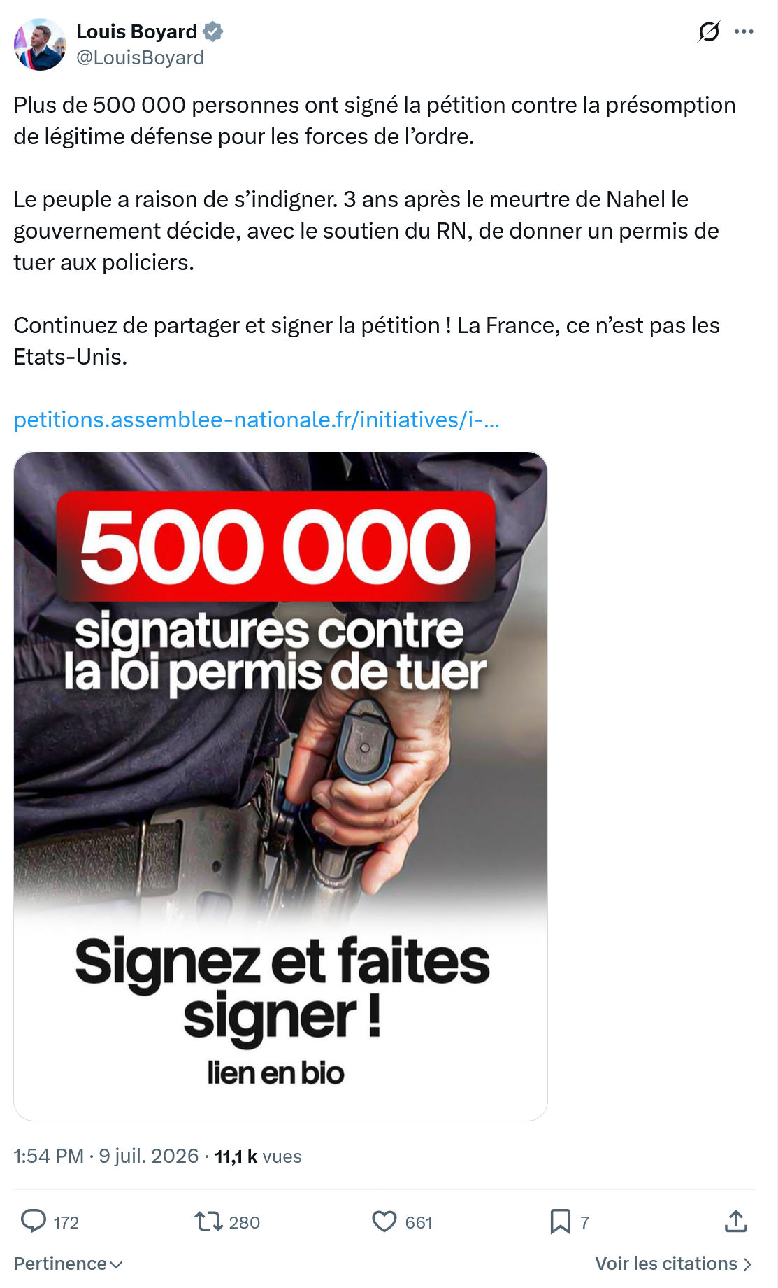 Louis Boyard: Plus de 500 000 personnes...
