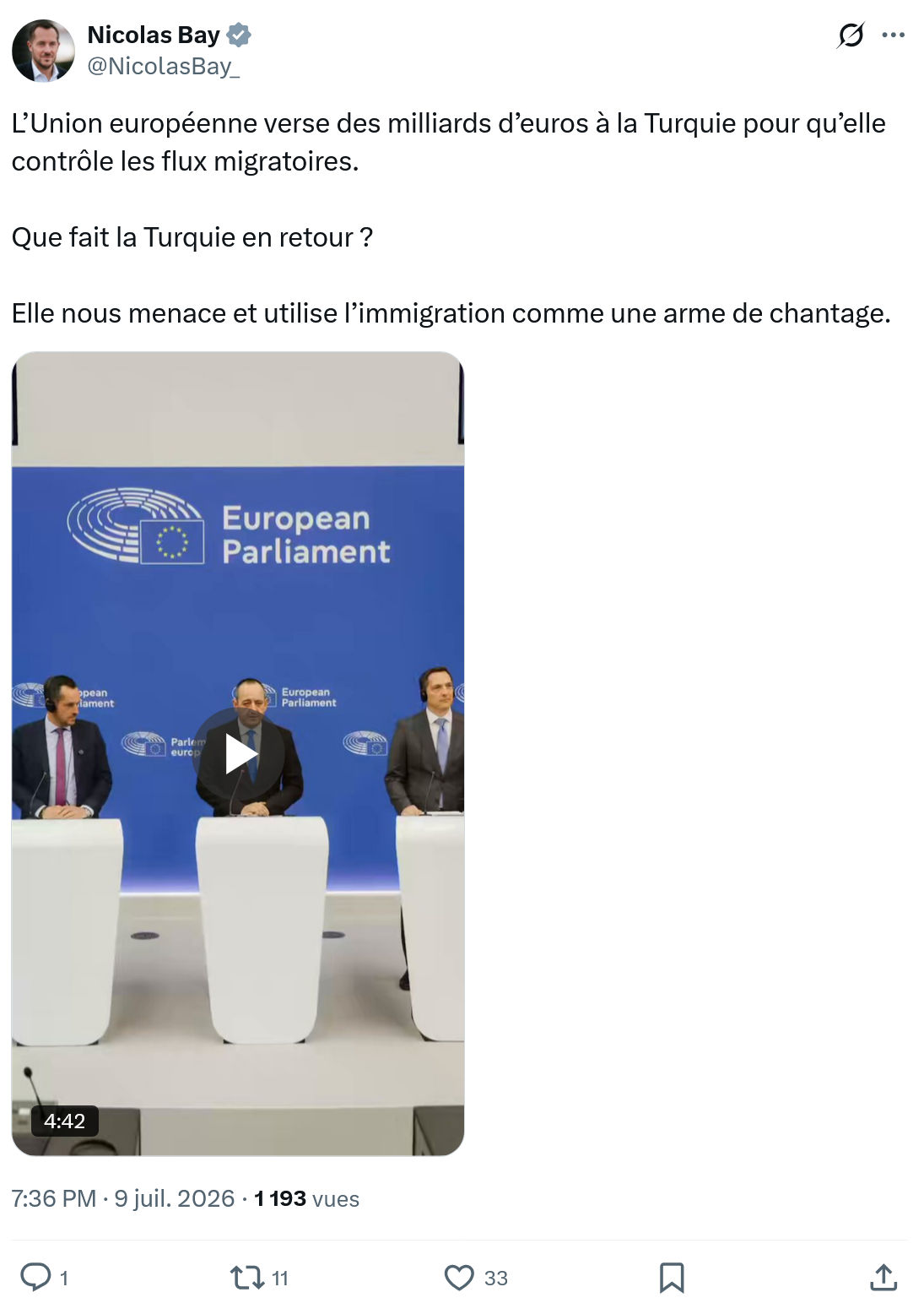 Nicolas Bay: L’Union européenne verse...