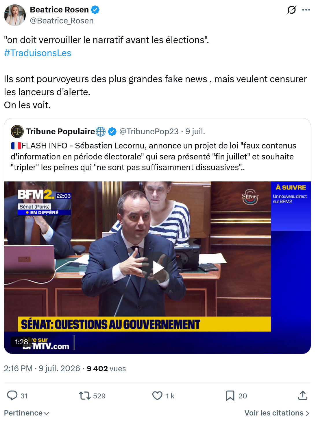 Béatrice Rosen: On doit verrouiller...