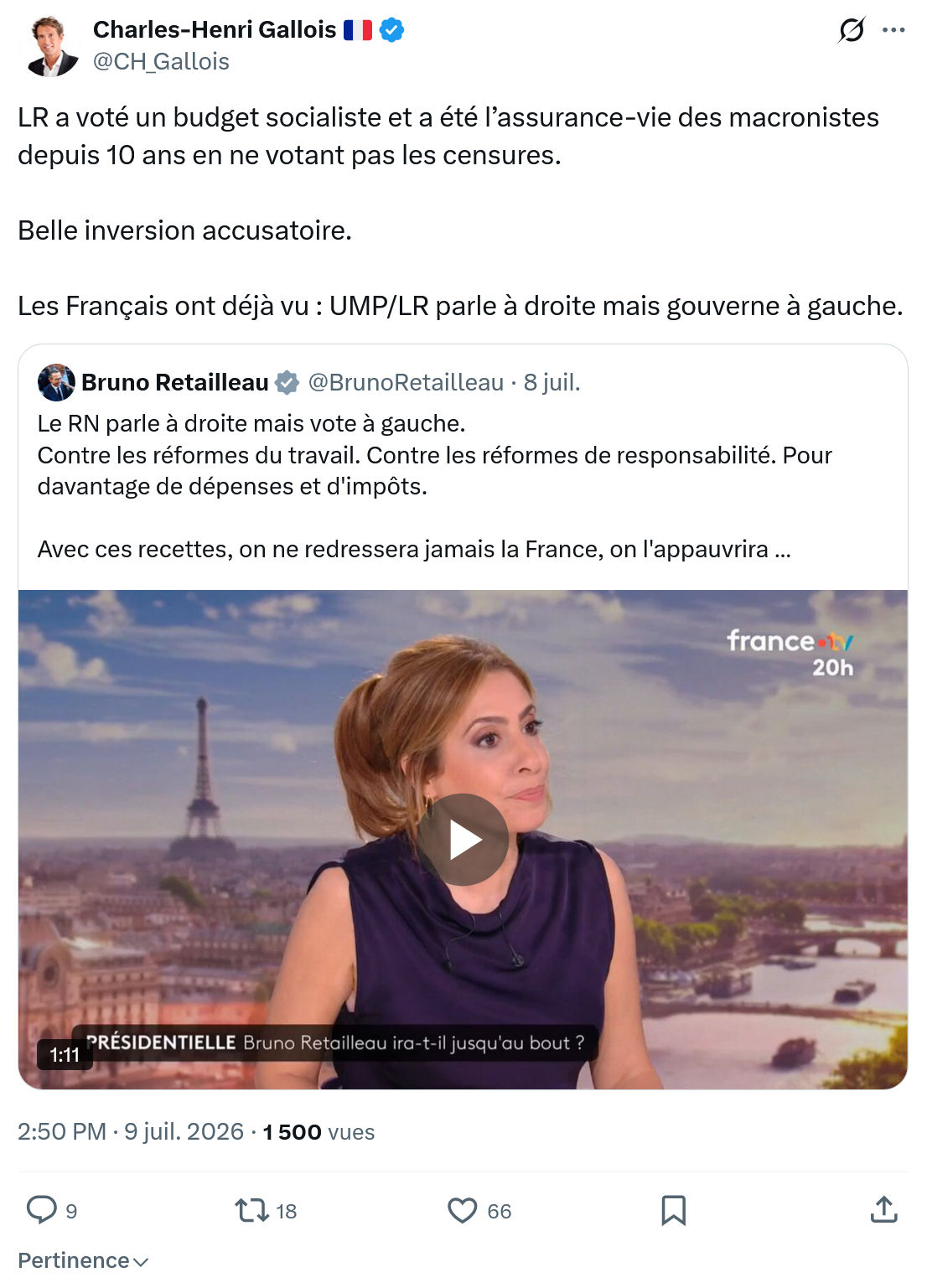 Charles-Henri Gallois: LR a voté un budget socialiste...