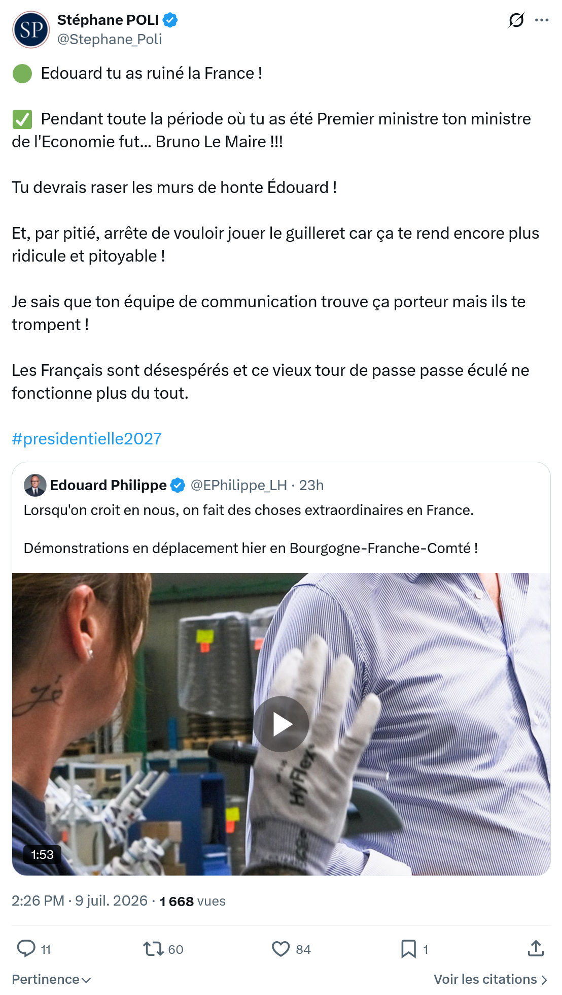 Stephane Poli: Edouard tu as ruiné la France !...