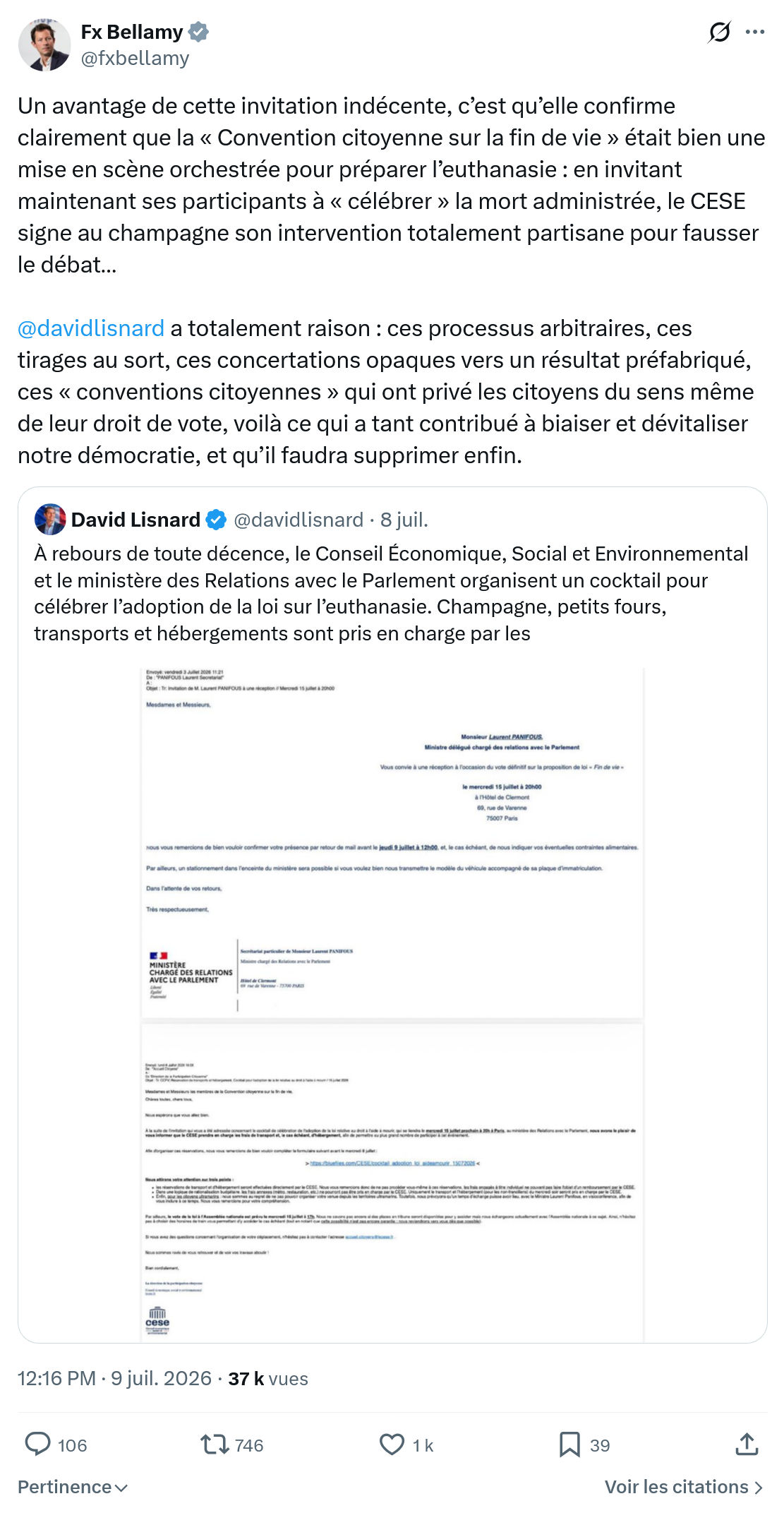 Fx Bellamy: Un avantage de cette invitation indécente...