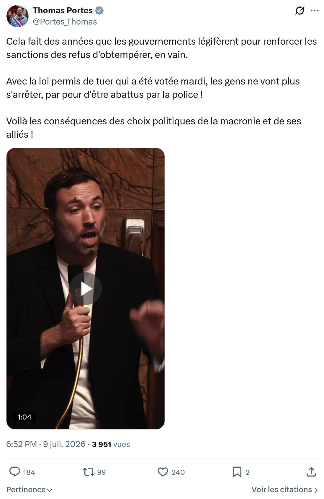Thomas Portes: Cela fait des années que les gouvernements...