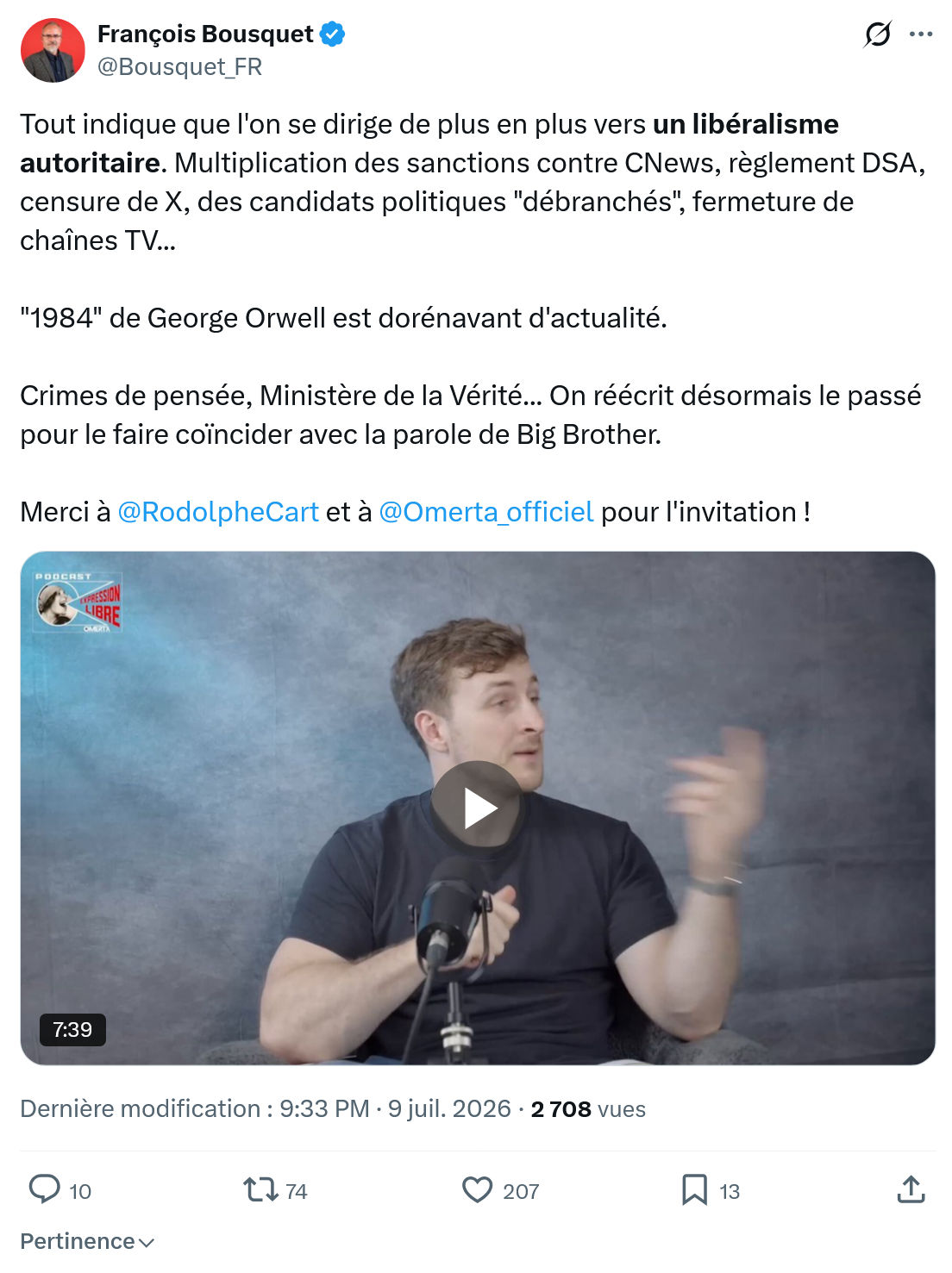 François Bousquet: Tout indique que l'on...