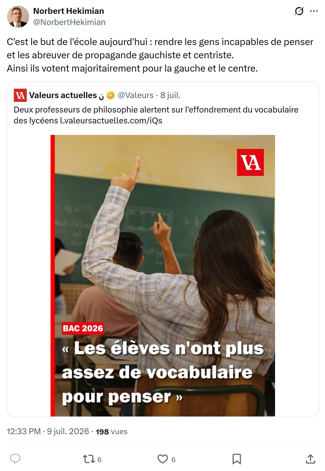 Norbert Hekimian: C'est le but de l'école aujourd'hui...