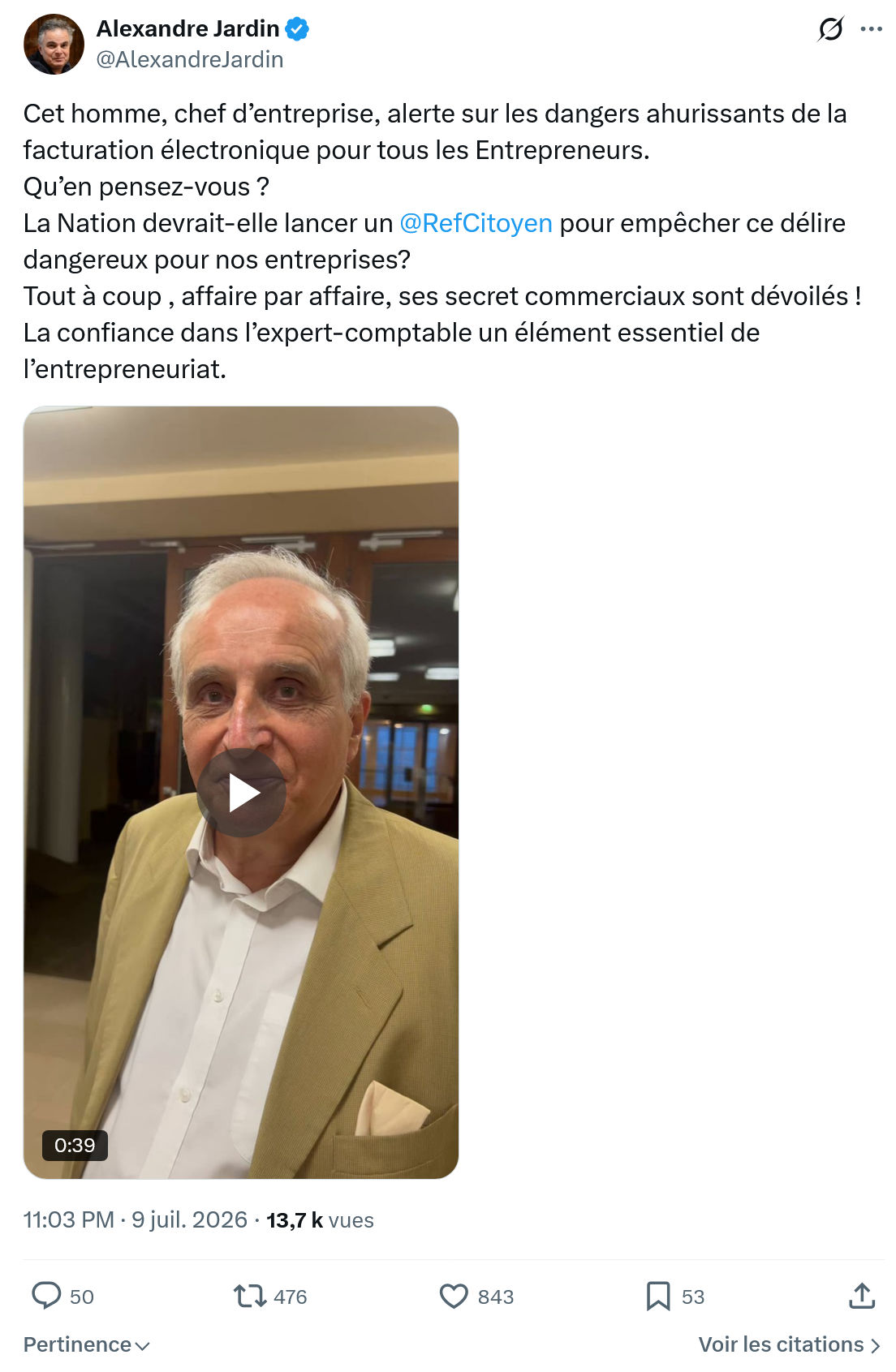 Alexandre Jardin: Cet homme, chef d’entreprise...