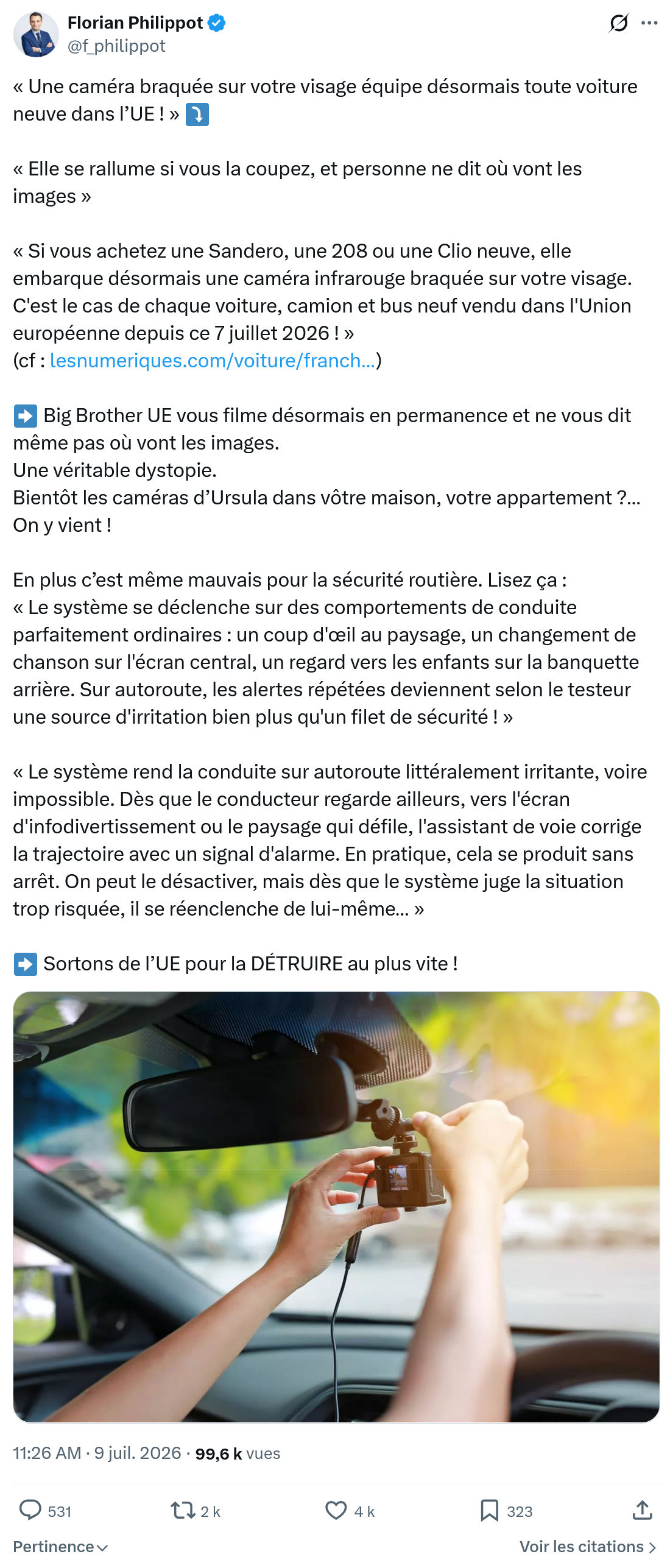 Florian Philippot: Une caméra braquée sur votre...
