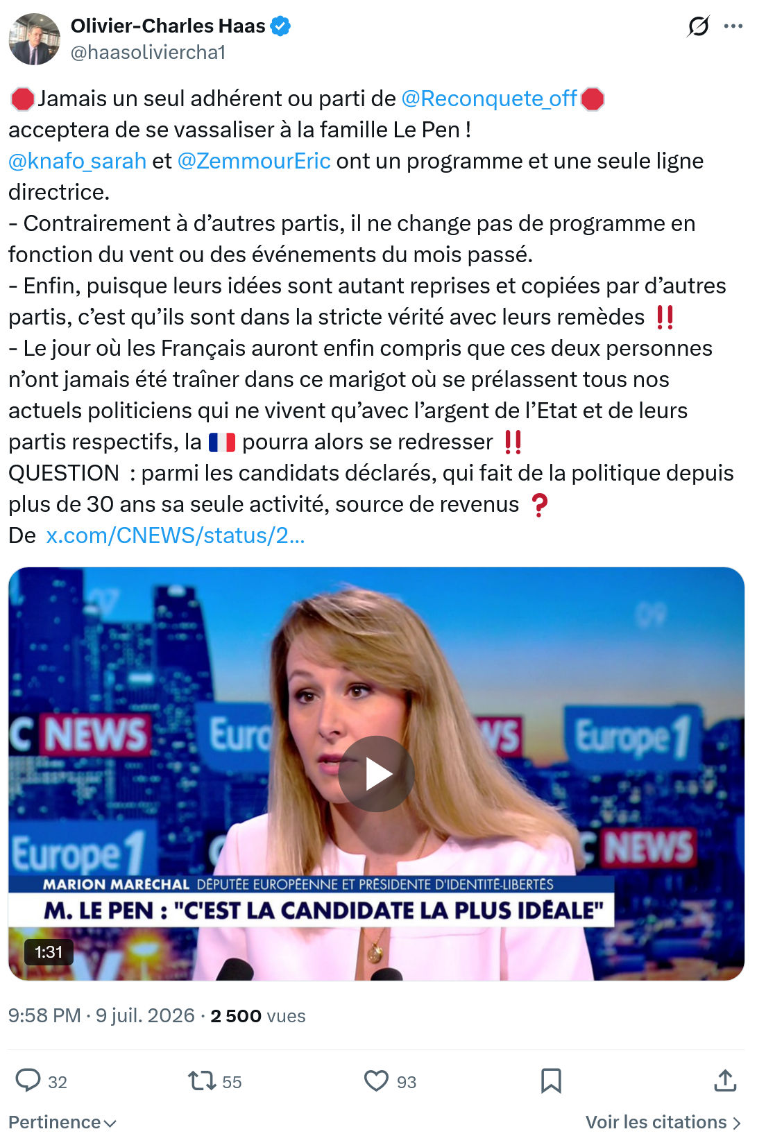Olivier-Charles Haas: Jamais un seul adhérent ou parti...