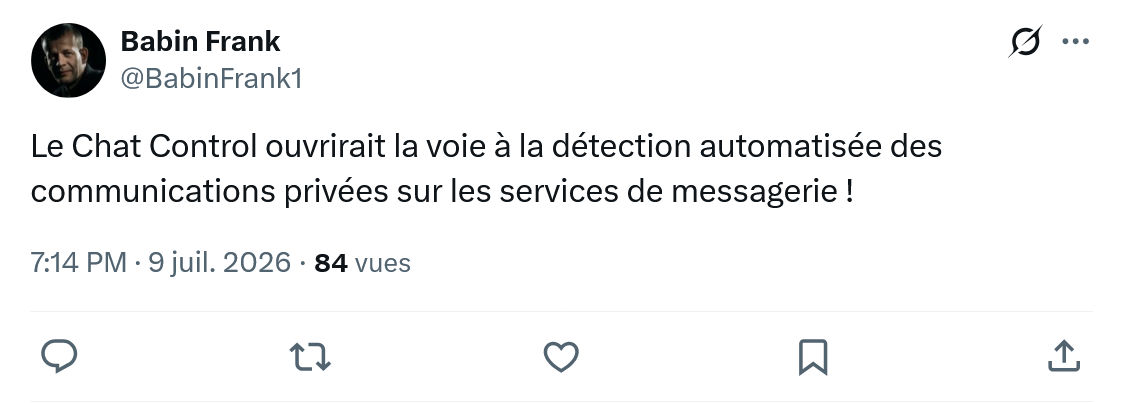 Frank Babin: Le Chat Control ouvrirait...