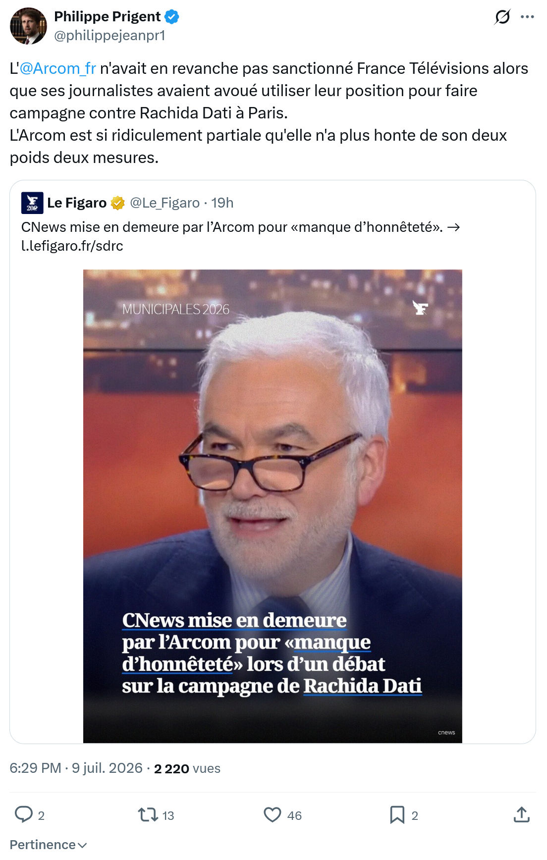 Philippe Prigent: L'@Arcom_fr n'avait en revanche...