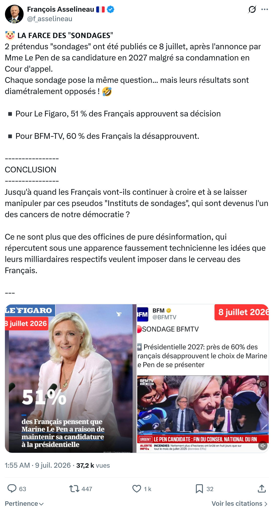 Francois Asselineau: 𝗟𝗔 𝗙𝗔𝗥𝗖𝗘 𝗗𝗘𝗦 "𝗦𝗢𝗡𝗗𝗔𝗚𝗘𝗦"...