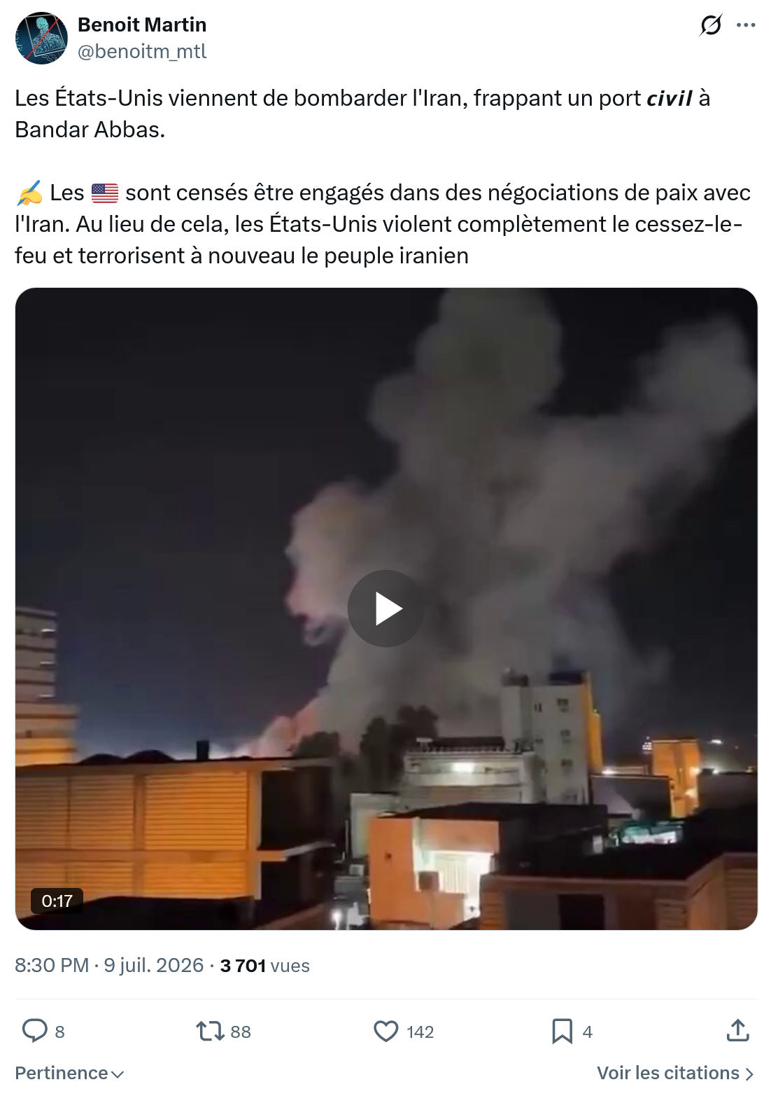 Benoît Martin: Les États-Unis viennent...