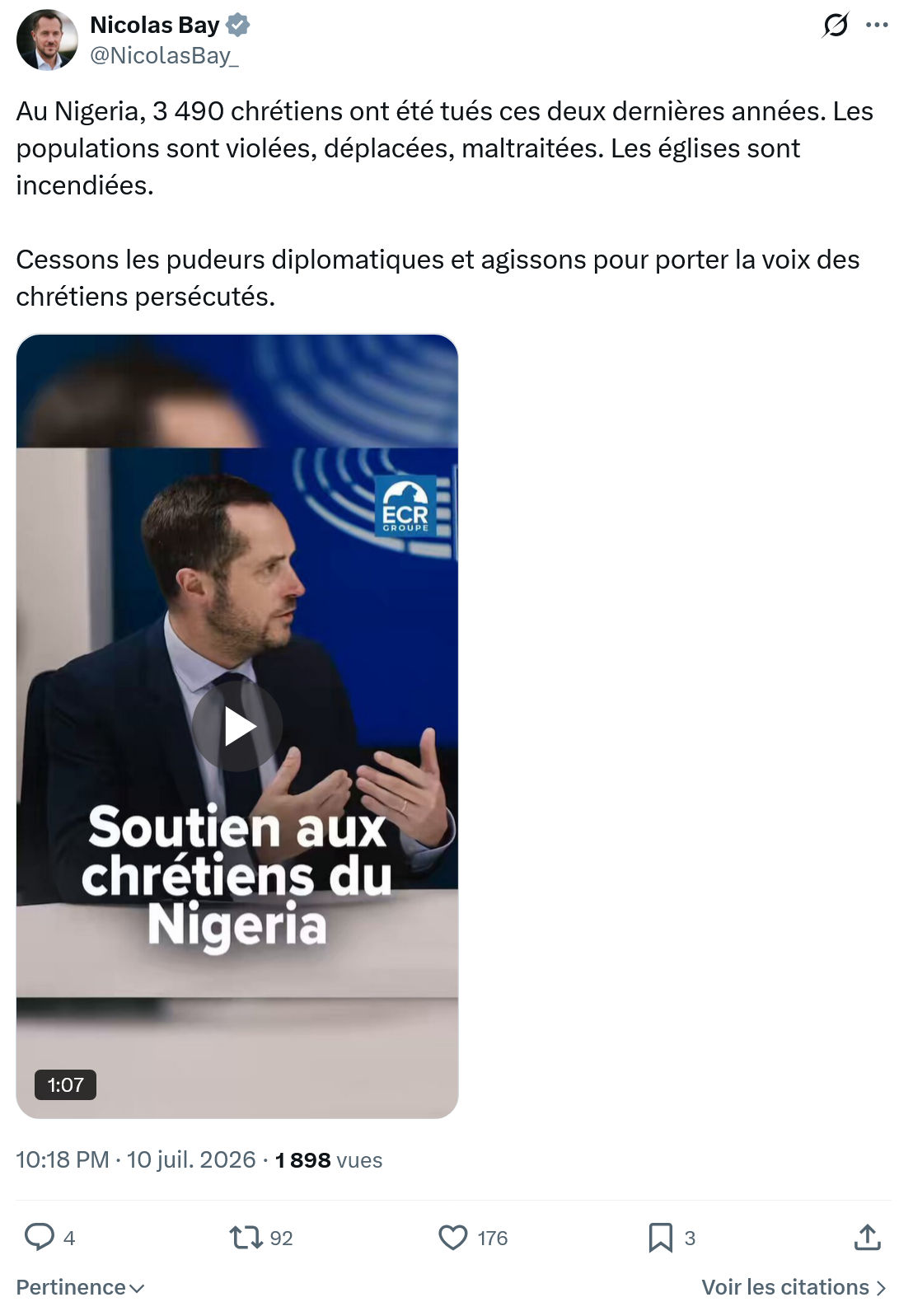 Nicolas Bay: Au Nigeria, 3 490 chrétiens...