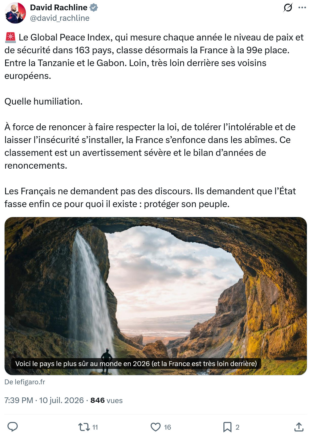 David Rachline: Le Global Peace Index...