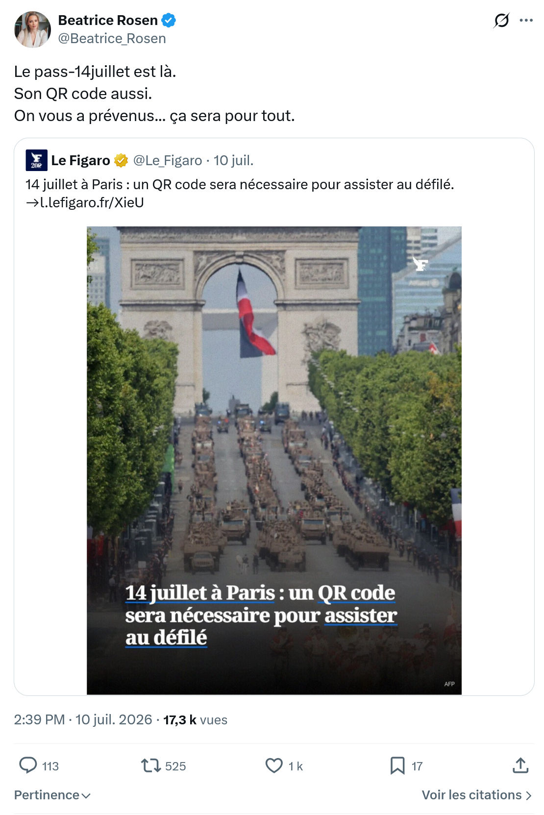 Béatrice Rosen: Le pass-14juillet est là...