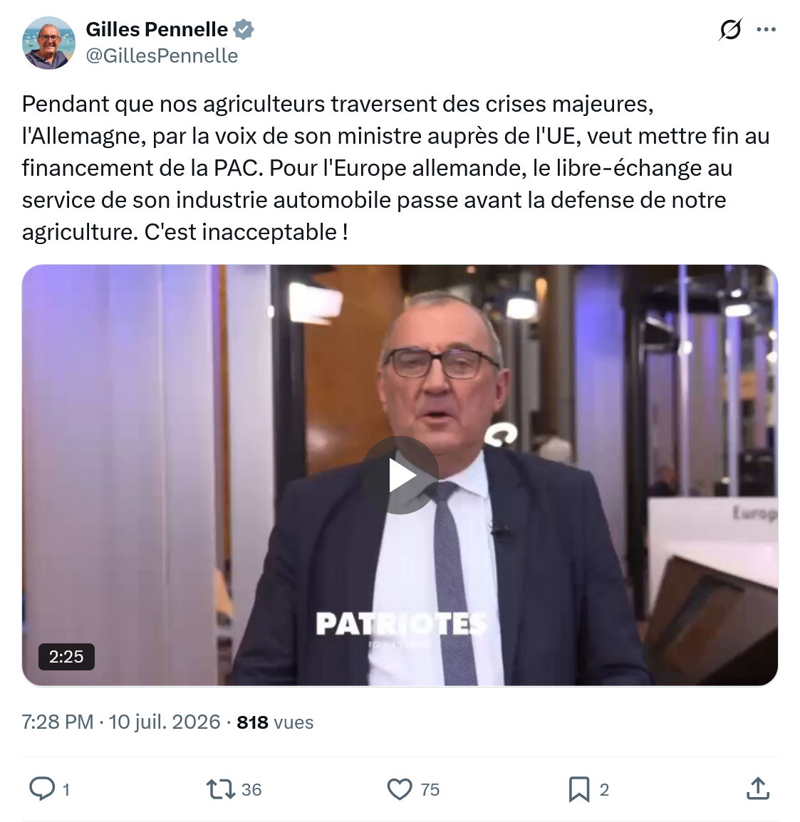 Gilles Pennelle: Pendant que nos agriculteurs...