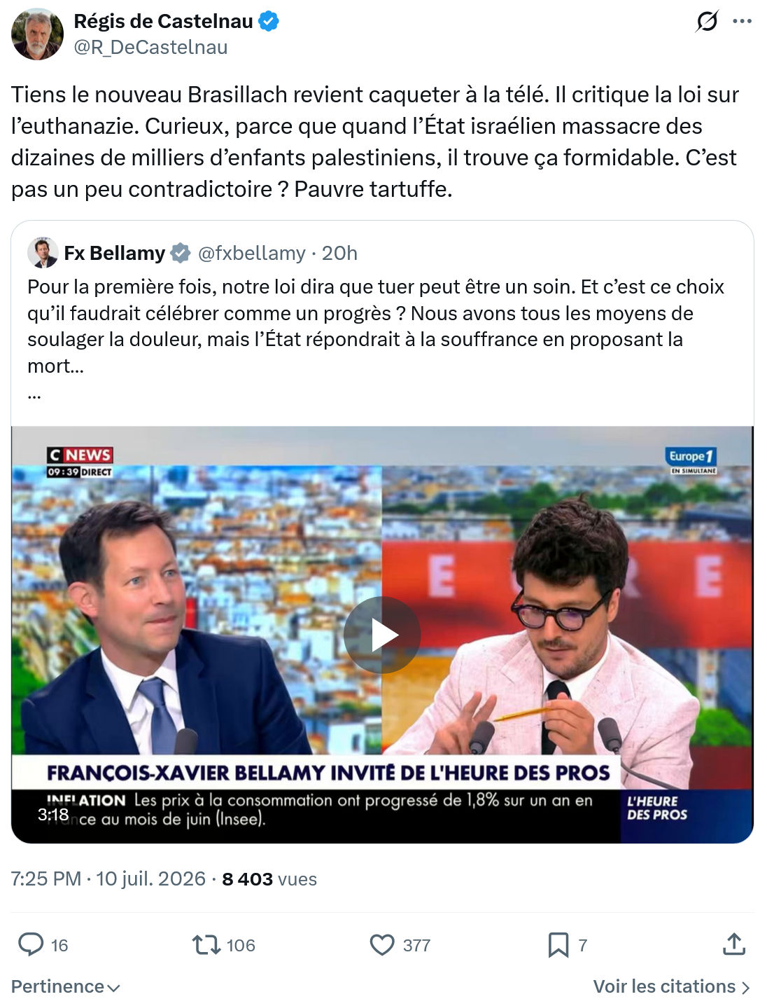 Régis de Castelnau: Tiens le nouveau Brasillach...