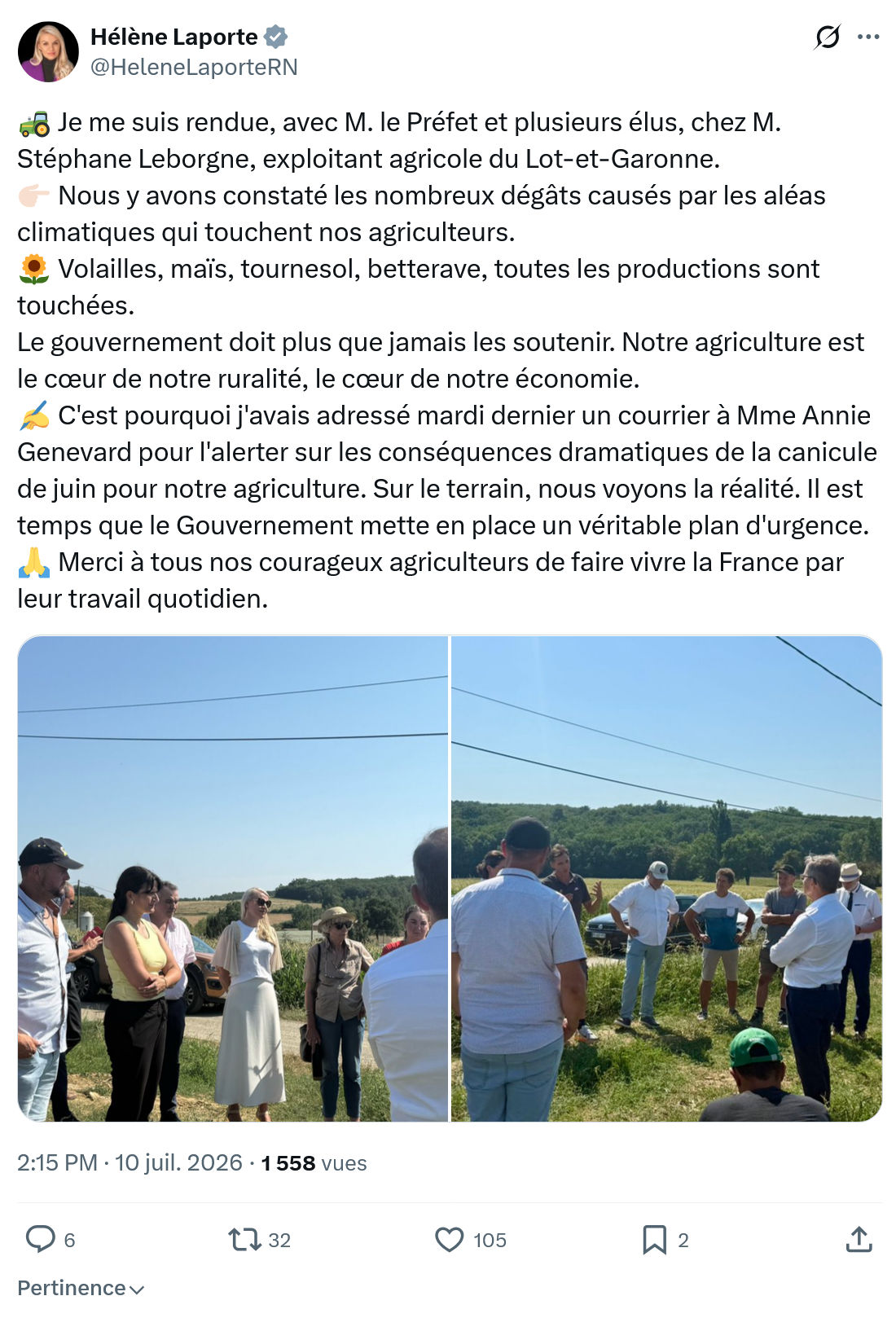 Hélène Laporte: Je me suis rendue...
