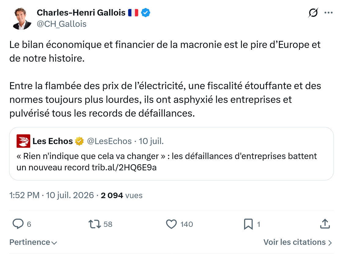 Charles-Henri Gallois: Le bilan économique...