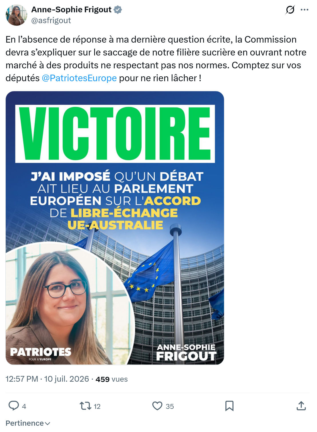 Anne-Sophie Frigout: En l’absence de réponse...