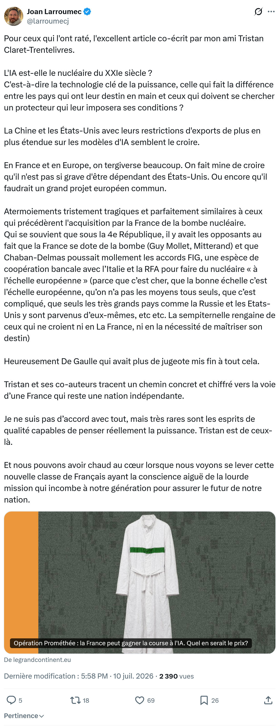 Joan Larroumec: Pour ceux qui l'ont raté...