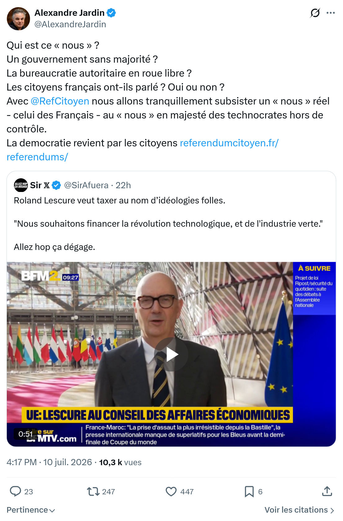 Alexandre Jardin: Qui est ce « nous » ?...