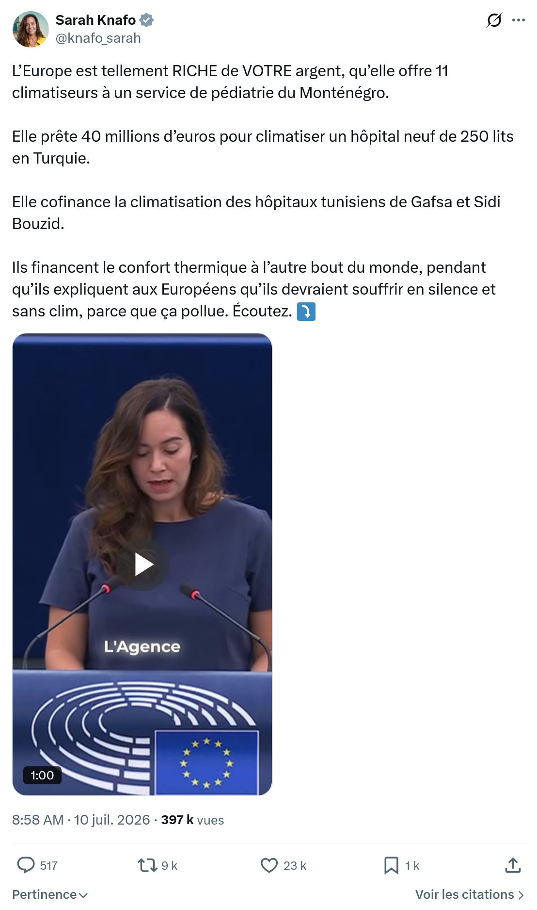 Sarah Knafo: L’Europe est tellement...