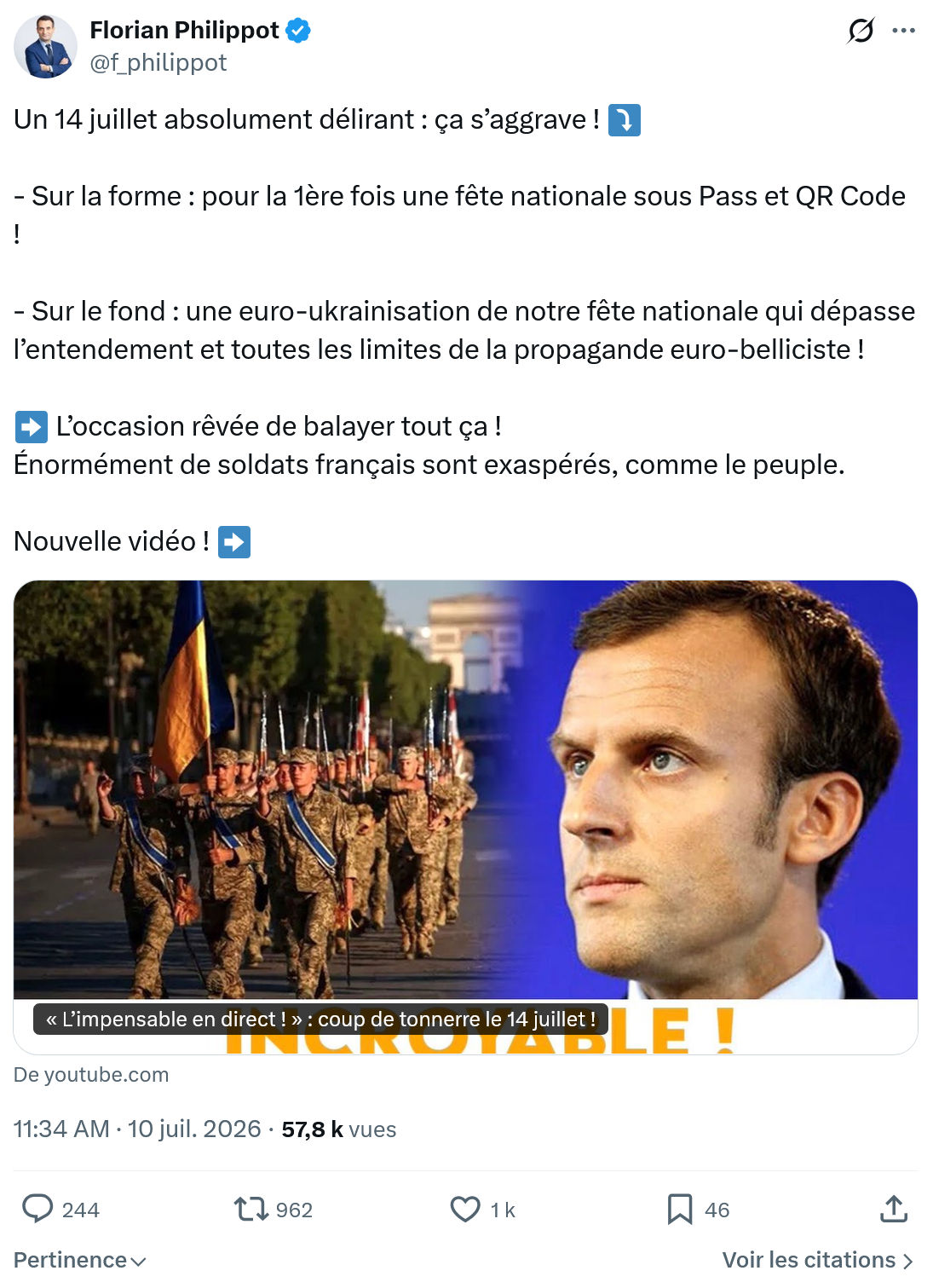 Florian Philippot: Un 14 juillet absolument...