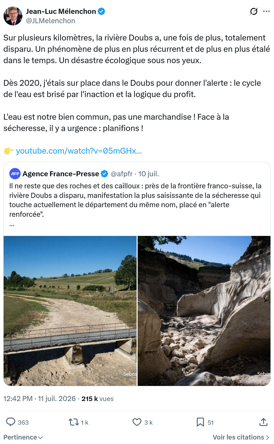 Jean-Luc Mélenchon: Sur plusieurs kilomètres...
