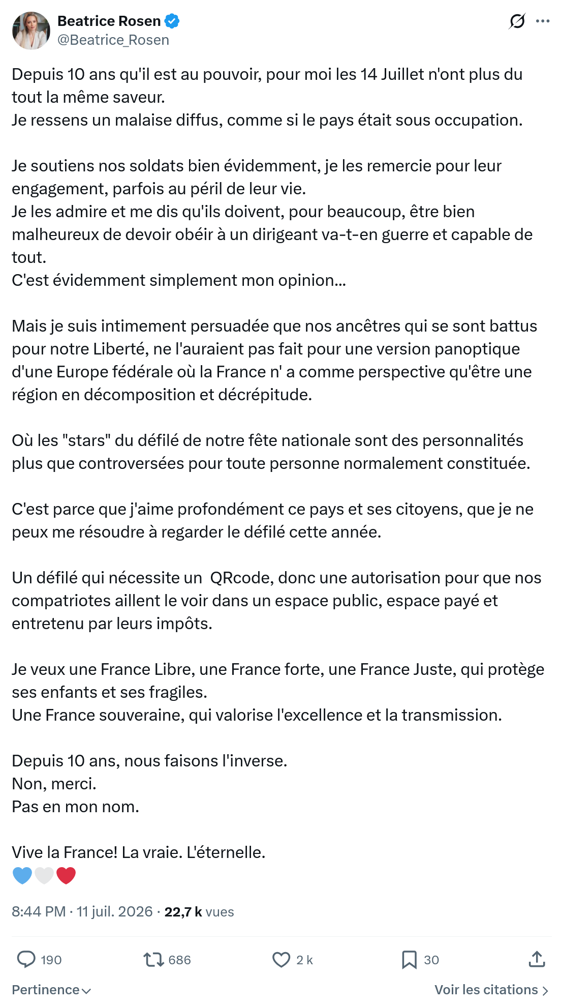 Béatrice Rosen: Depuis 10 ans qu'il est au pouvoir...